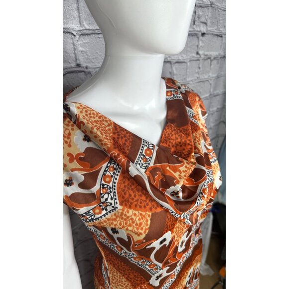 Vintage 70s Rose Marie Reid Womens Long Nylon Dress Cowl Neck Medium Retro - Picture 2 of 14